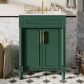 Badkamermeubel van 24 met keramische wastafel, kast in shakerstijl, 2 softclosedeuren en massiefhouten frame, voor een kleine badkamer of toiletruimte