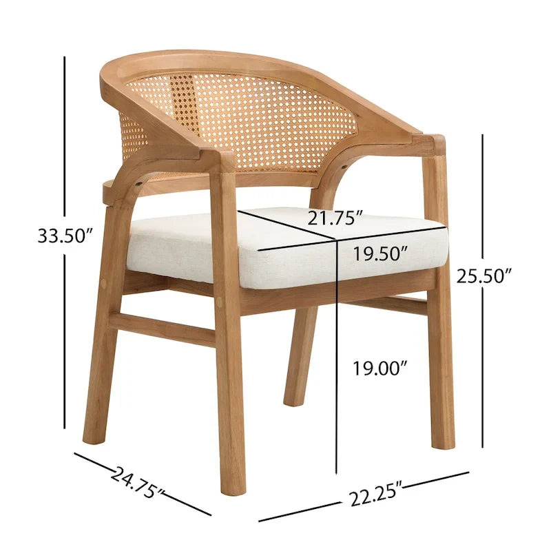 Christopher Knight Home - Esszimmerstuhl mit Rohrgeflecht und Polster (2er-Set)
