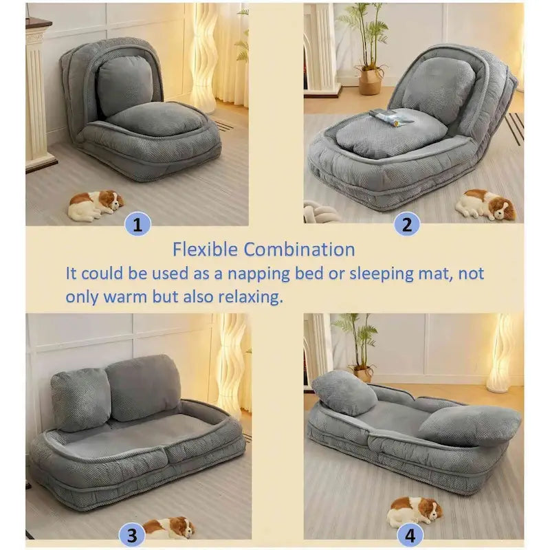 Faules Sofa, 5 verstellbare Positionen, zum Sitzen, Schlafen und Zusammenklappen, passend für Schlafzimmer und Wohnzimmer