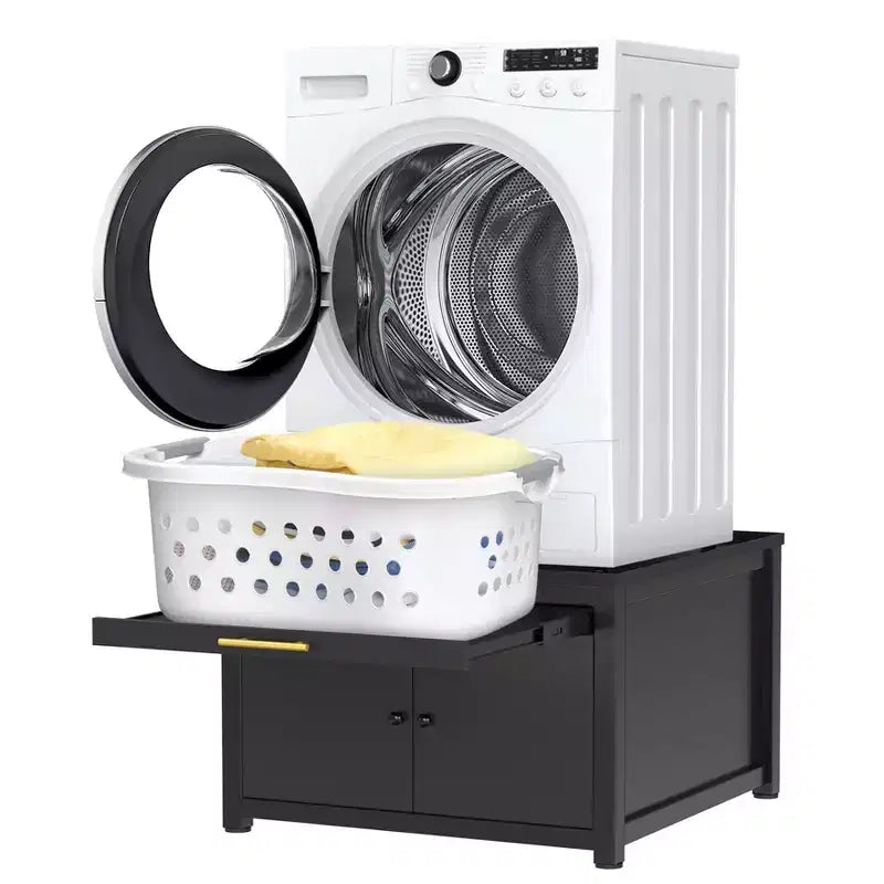Socle robuste en métal pour lave-linge et sèche-linge, noir/blanc - modèle simple, anti-vibrations