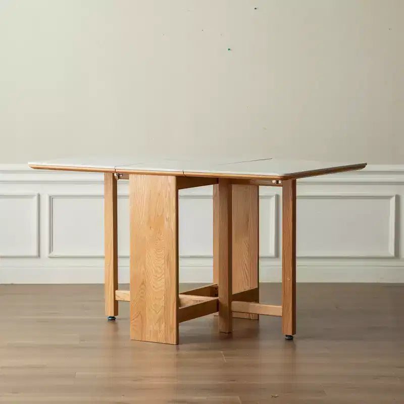 GDFStudio Agatha moderner Klapptisch aus Massivholz für 4-6 Personen mit Steinplatte