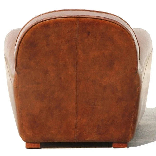 Pasargad Home Club-Sessel Paris aus echtem Leder, braun