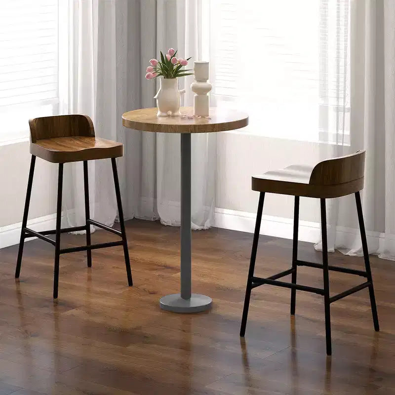 Sgabello da bar industriale con schienale basso, altezza seduta 62,2 cm, seduta in MDF con struttura in metallo