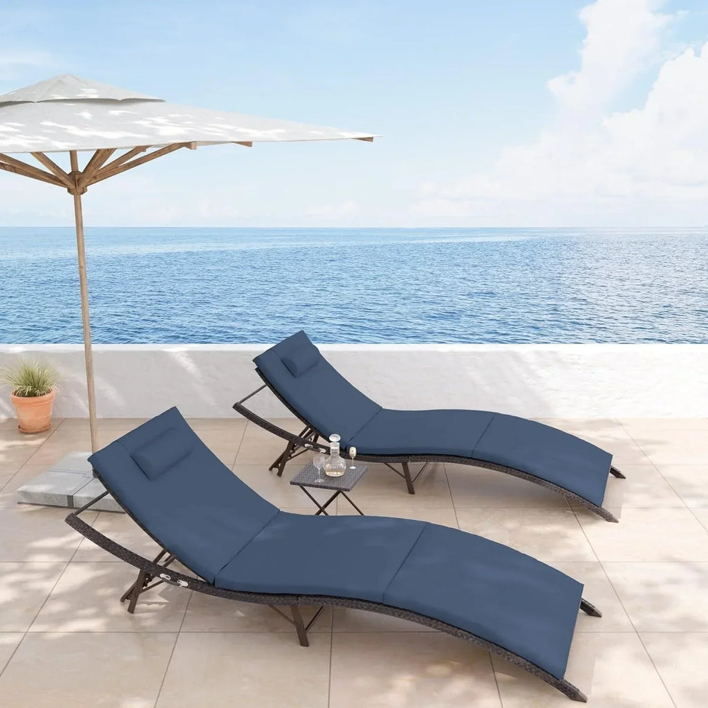 Kullavik 3-teiliges Outdoor-Lounge-Set mit Liegestühlen