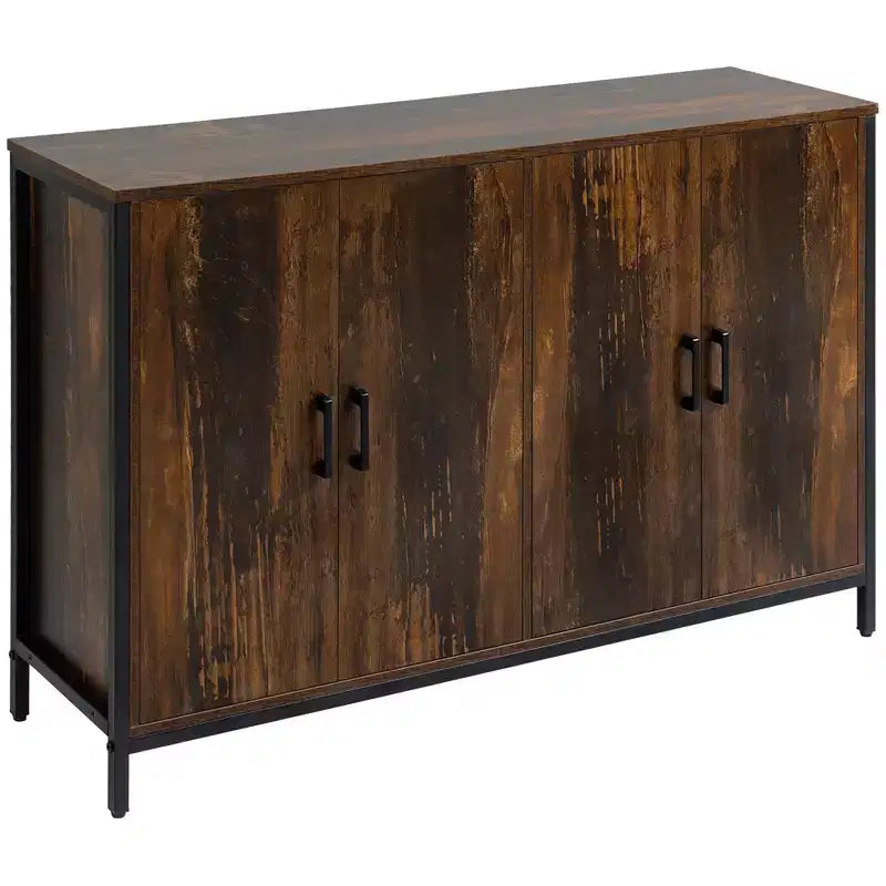 Credenza industriale a buffet con ripiani regolabili, 120 cm L x 33 cm P x 77 cm A, Marrone Rustico