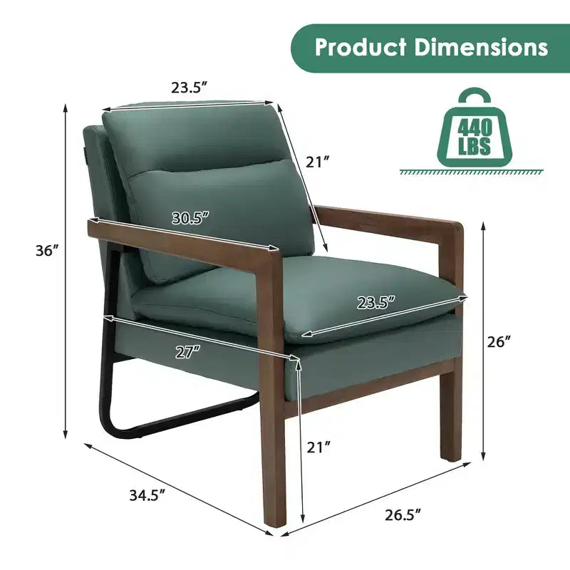 Poltrona d'accento con rivestimento in lino e gambe in legno di gomma, seduta 67,3 cm L x 68,6 cm P