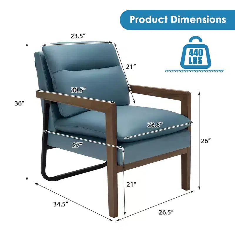 Poltrona d'accento con rivestimento in lino e gambe in legno di gomma, seduta 67,3 cm L x 68,6 cm P