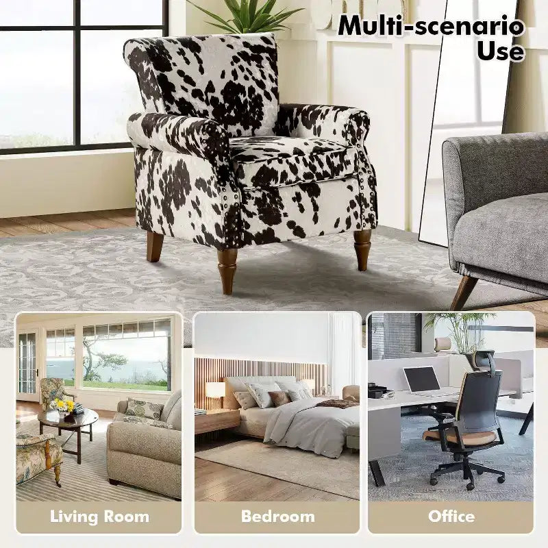 Set di 2 Poltrone Chesterfield Floreali con Profili Borchiati, Struttura in Legno, 76cm L x 80cm P x 82cm H, 9 Opzioni di Colore