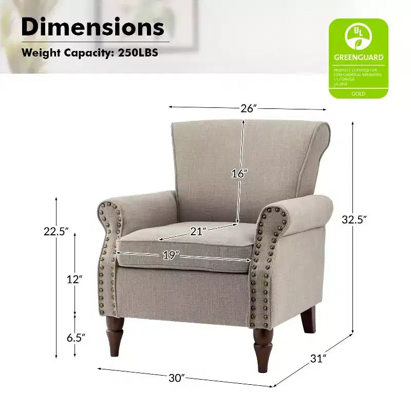 Set di 2 Poltrone Accent con Cuscini Rimovibili, 71 cm L x 79 cm P x 86 cm H, 6 Opzioni di Colore