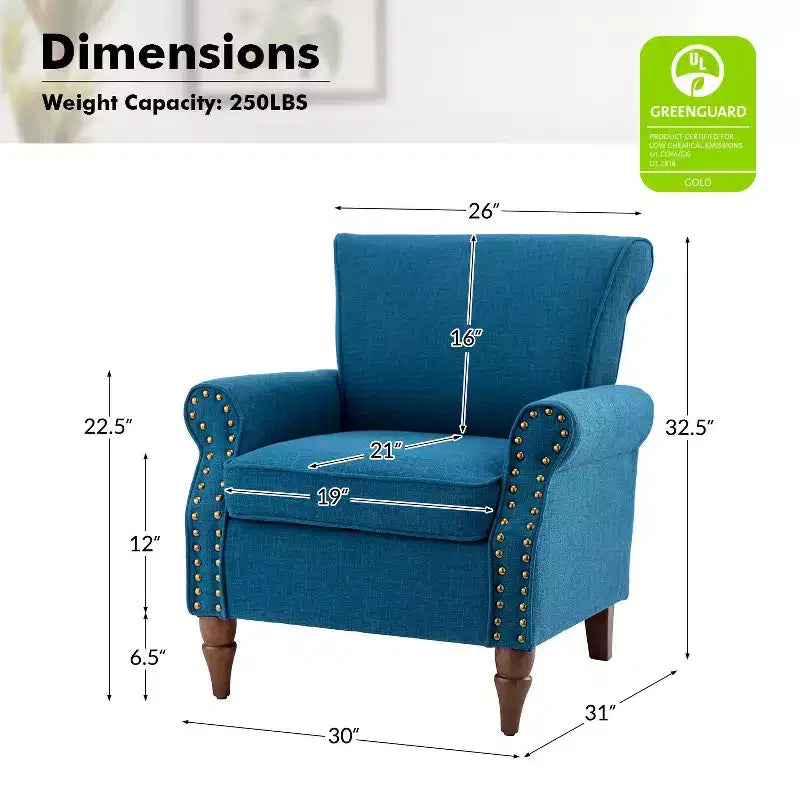 Set di 2 Poltrone Accent con Cuscini Rimovibili, 71 cm L x 79 cm P x 86 cm H, 6 Opzioni di Colore