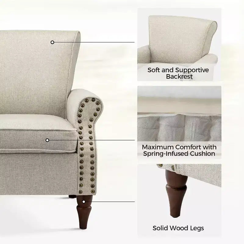 Set di 2 Poltrone Accent con Cuscini Rimovibili, 71 cm L x 79 cm P x 86 cm H, 6 Opzioni di Colore
