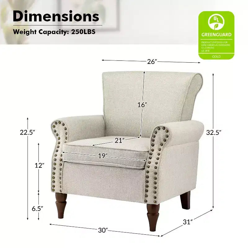 Set di 2 Poltrone Accent con Cuscini Rimovibili, 71 cm L x 79 cm P x 86 cm H, 6 Opzioni di Colore