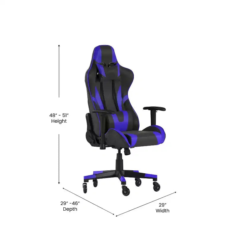 Sedia da gaming stile racing con schienale reclinabile e braccioli regolabili
