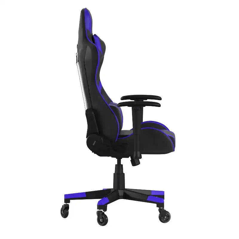Sedia da gaming stile racing con schienale reclinabile e braccioli regolabili