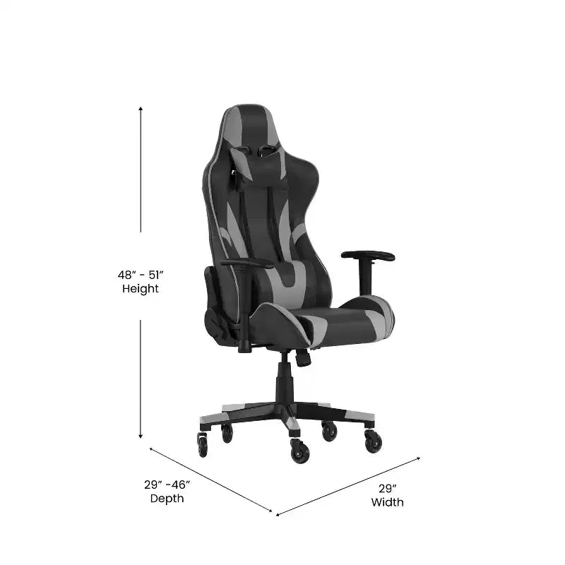 Sedia da gaming stile racing con schienale reclinabile e braccioli regolabili