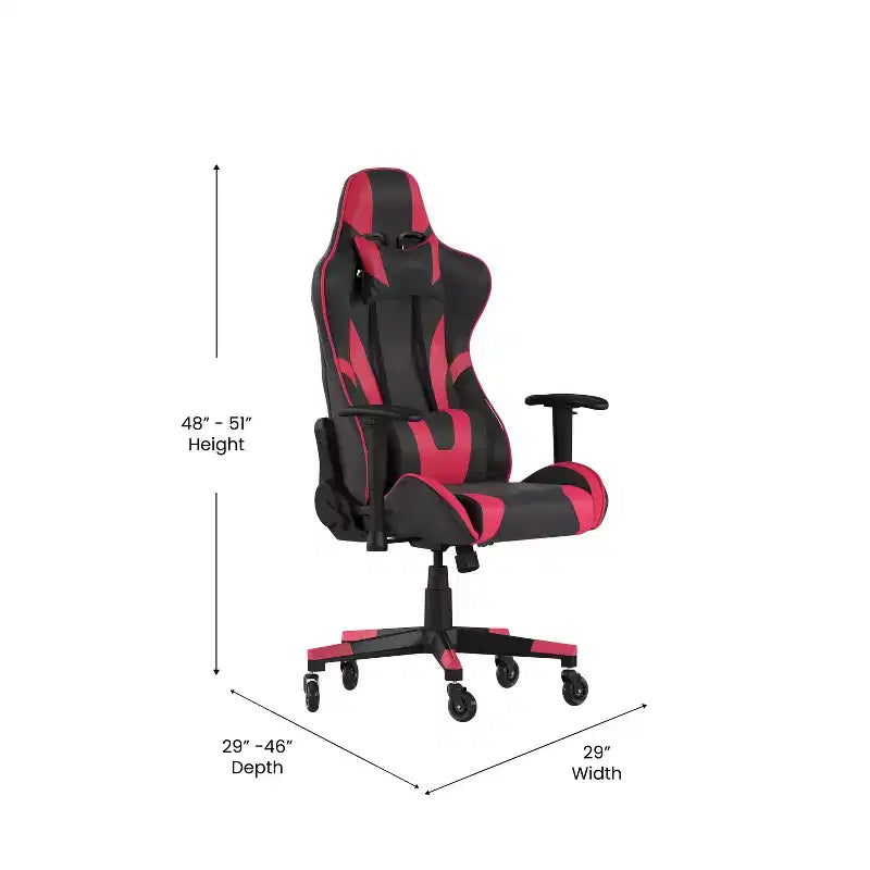 Sedia da gaming stile racing con schienale reclinabile e braccioli regolabili