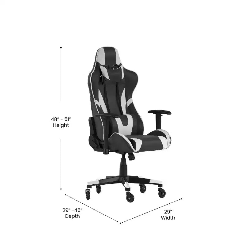 Sedia da gaming stile racing con schienale reclinabile e braccioli regolabili