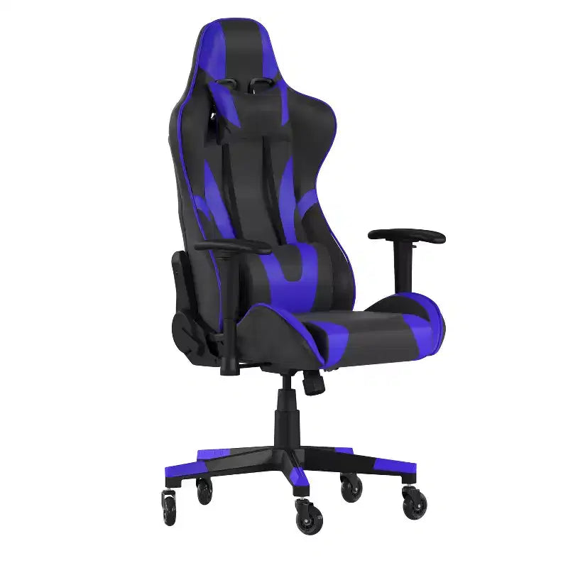 Sedia da gaming stile racing con schienale reclinabile e braccioli regolabili