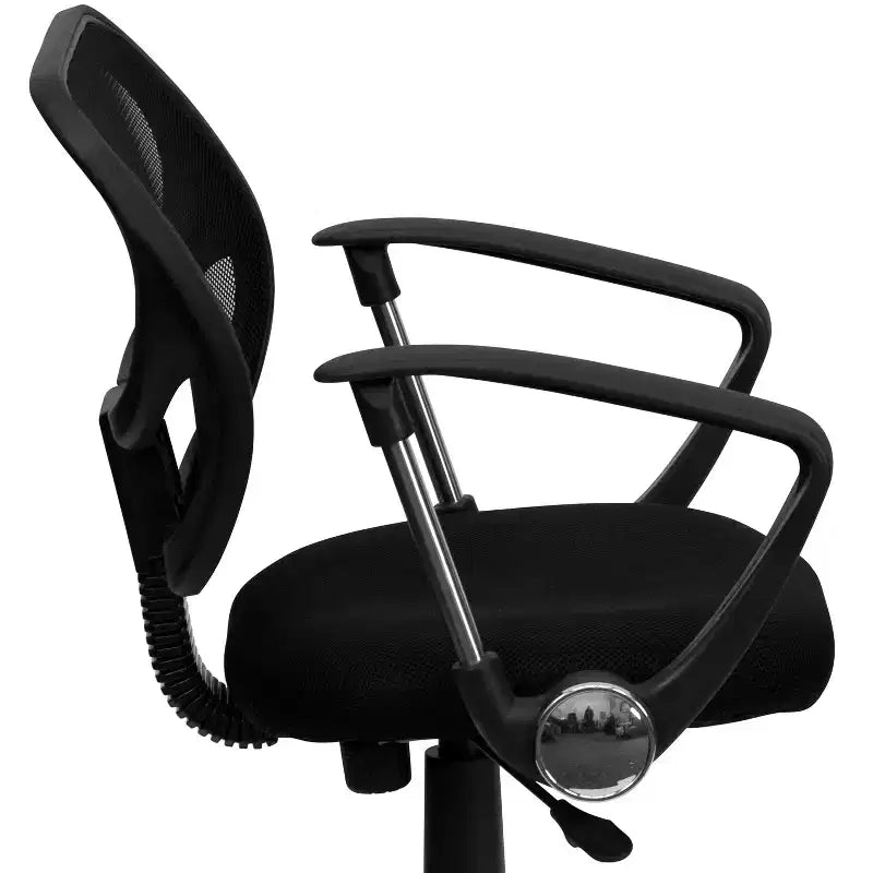 Sedia da ufficio girevole in rete con schienale medio, regolabile in altezza e con braccioli