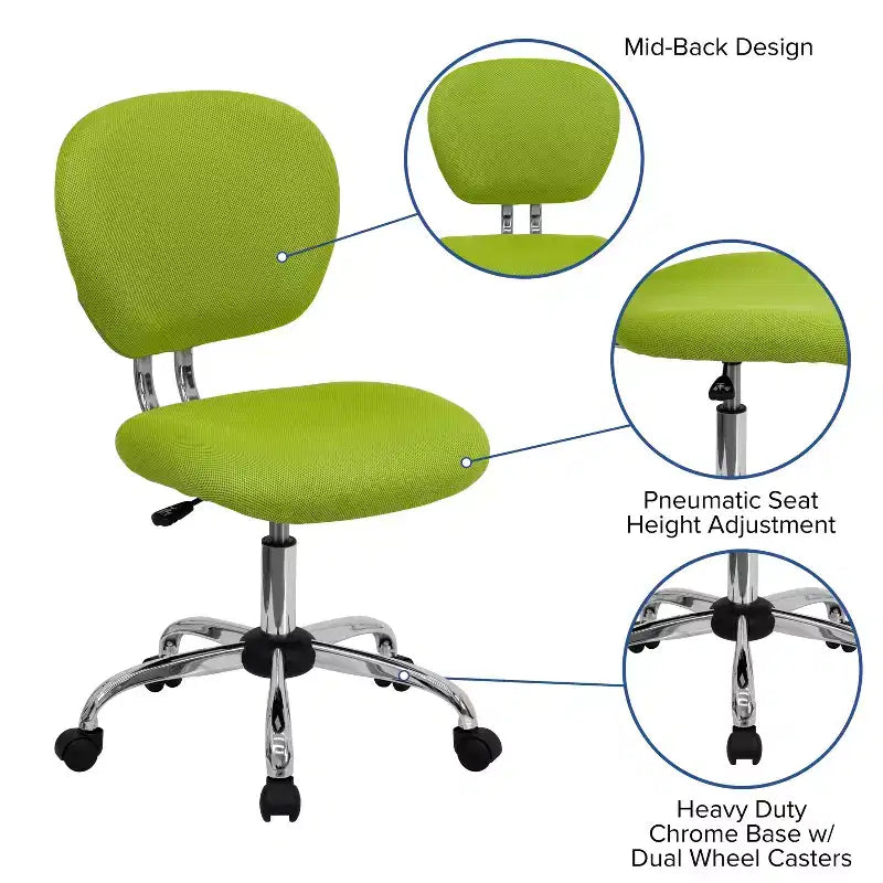 Sedia girevole Mid-Back in rete con base cromata