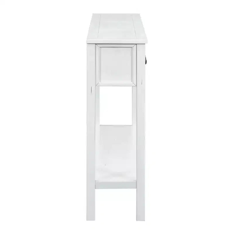 Consolle rustica da 152 cm con cassetti di diverse dimensioni e ripiano inferiore