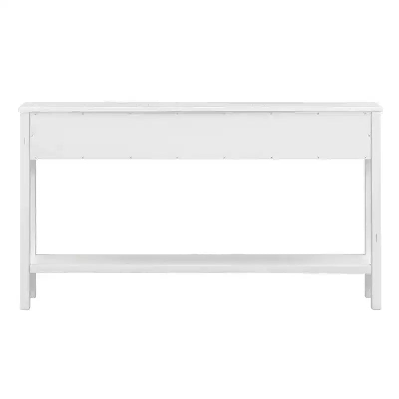 Consolle rustica da 152 cm con cassetti di diverse dimensioni e ripiano inferiore