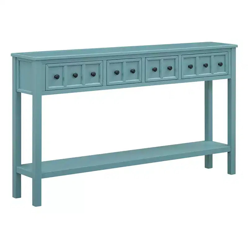 Consolle rustica da 152 cm con cassetti di diverse dimensioni e ripiano inferiore