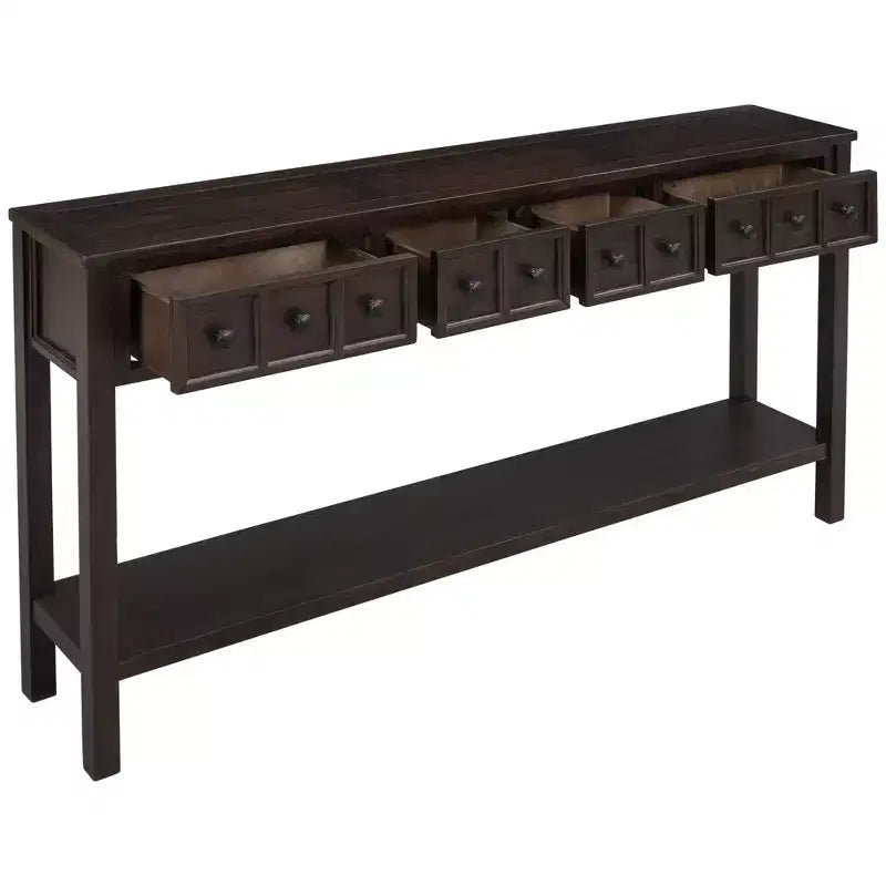 Consolle rustica da 152 cm con cassetti di diverse dimensioni e ripiano inferiore