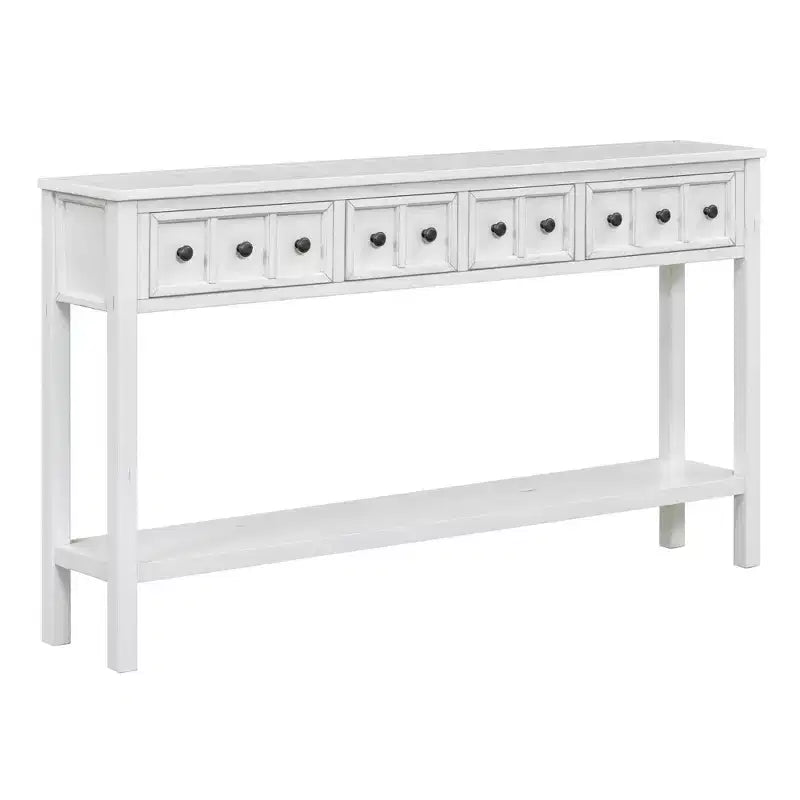Consolle rustica da 152 cm con cassetti di diverse dimensioni e ripiano inferiore