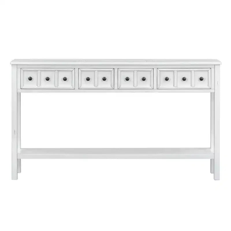 Consolle rustica da 152 cm con cassetti di diverse dimensioni e ripiano inferiore