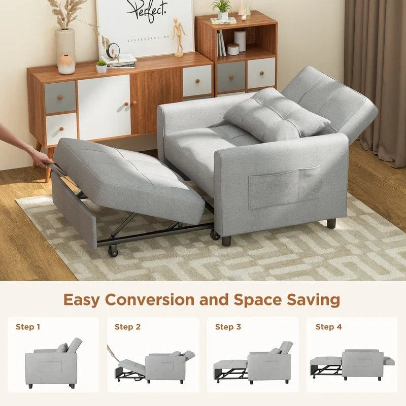 3-in-1-Schlafsofa mit verstellbarer Liegefläche, ausziehbares Sesselsofa, umwandelbares Klappbett fürs Wohnzimmer