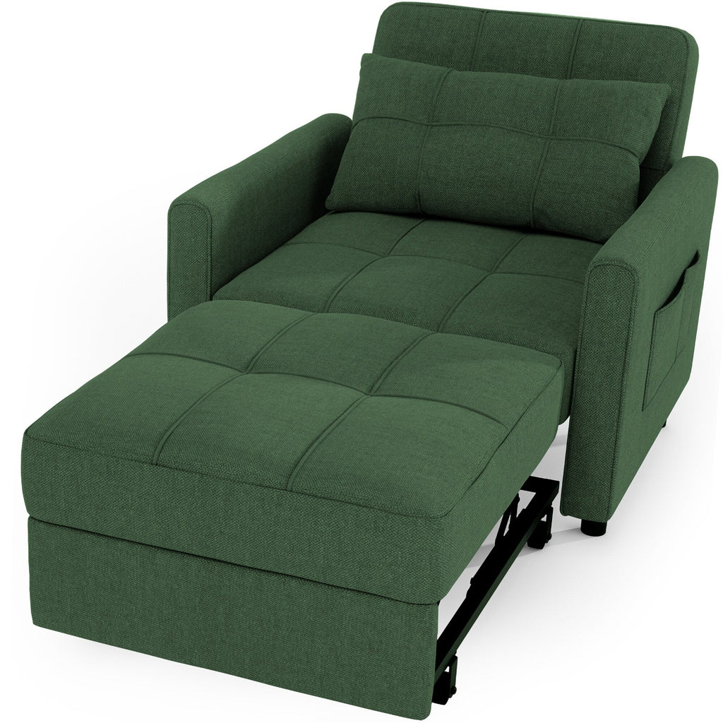 3-in-1-Schlafsofa mit verstellbarer Liegefläche, ausziehbares Sesselsofa, umwandelbares Klappbett fürs Wohnzimmer