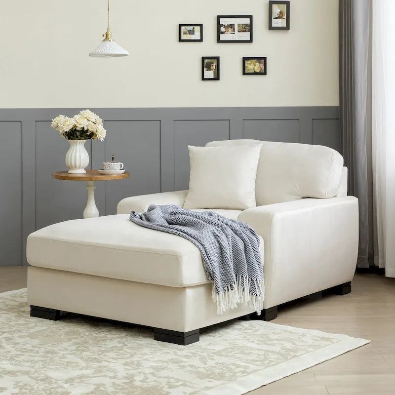 Canapé-lit chaise longue surdimensionné moderne du milieu du siècle avec coussin