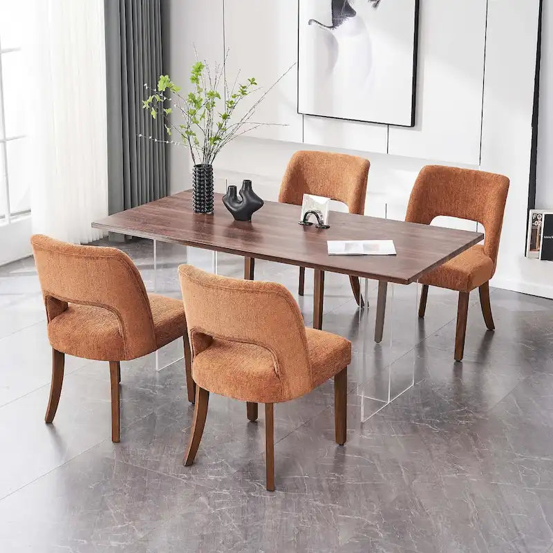 Set van 4 eetkamerstoelen met stoffen bekleding