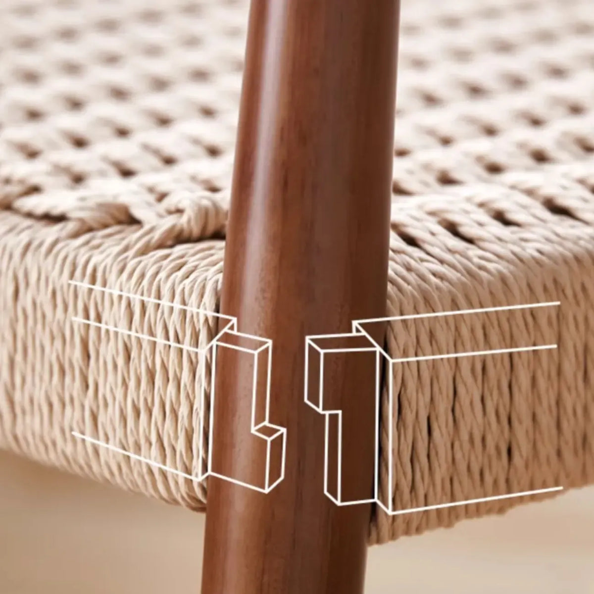 Chaise de salle à manger scandinave en bois courbé, avec assise tressée et accoudoirs