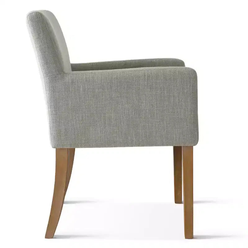 Set van 6 gestoffeerde eetkamerstoelen met armleuningen, moderne linnen fauteuils met houten poten, accentstoelen voor de eetkamer en woonkamer - Panipeachy