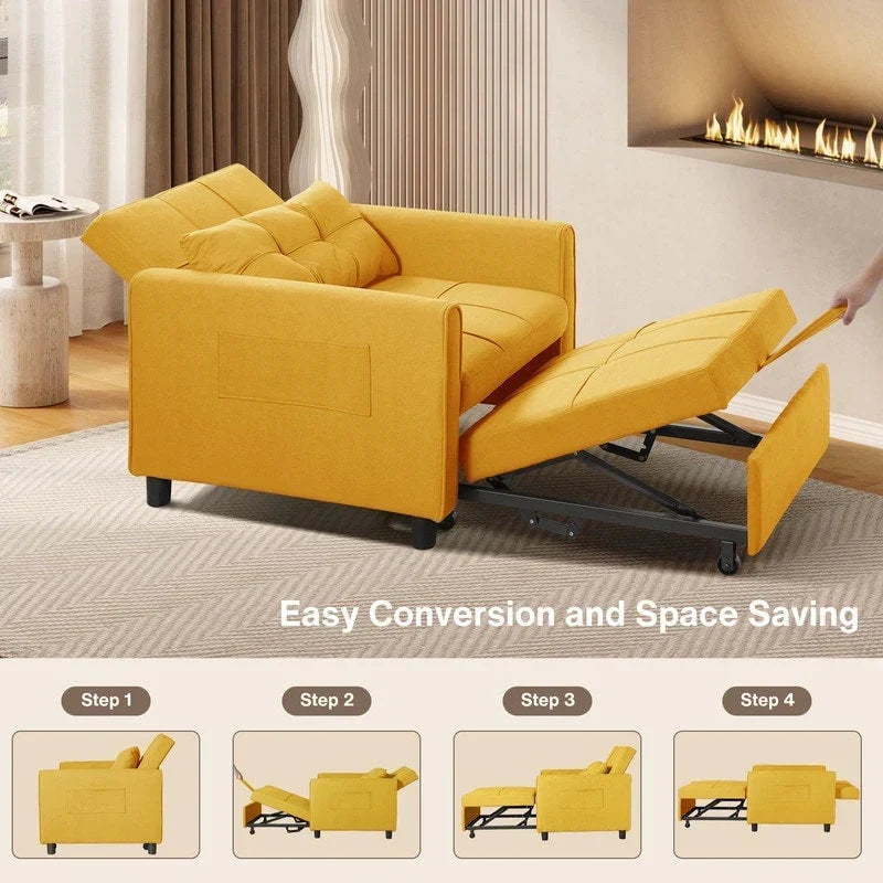 3-in-1-Schlafsofa mit verstellbarer Liegefläche, ausziehbares Sesselsofa, umwandelbares Klappbett fürs Wohnzimmer