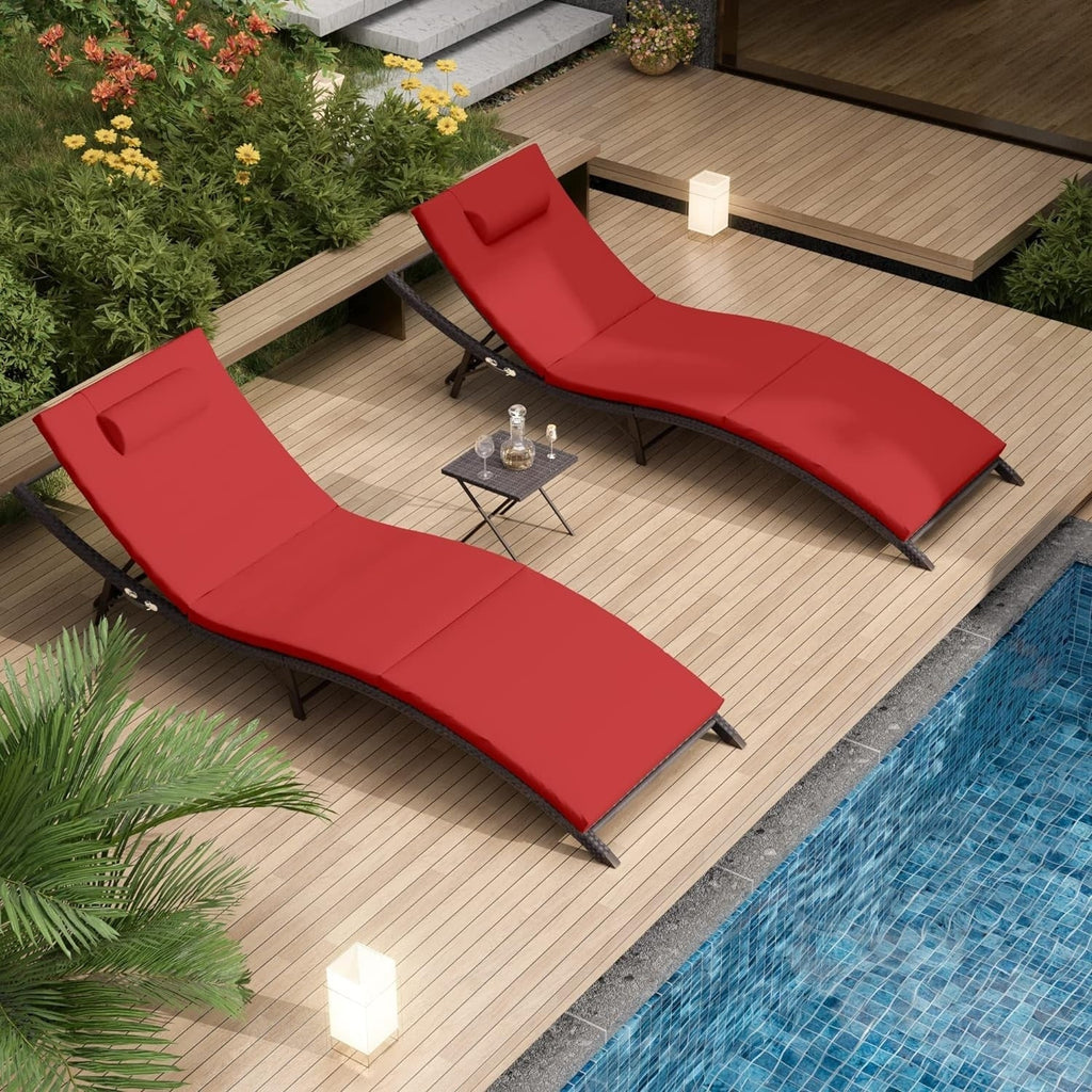 Kullavik 3-teiliges Outdoor-Lounge-Set mit Liegestühlen