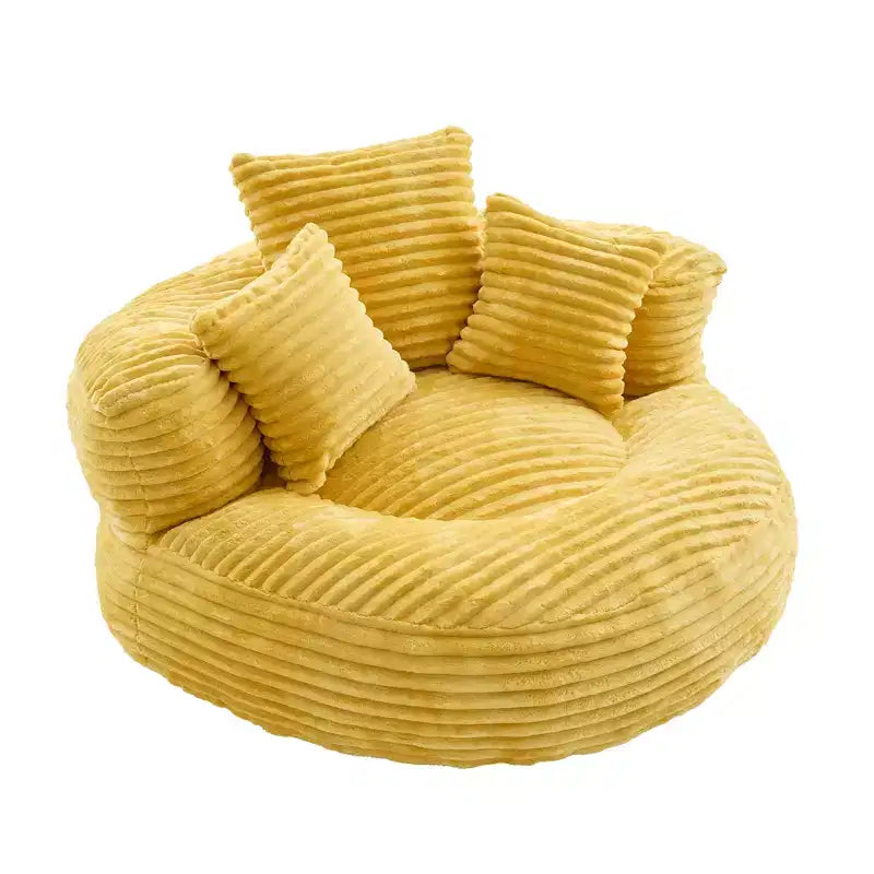Sitzsacksofa für Erwachsene und Kinder, übergroßer Cord-Sitzsack mit 3 Kissen und Armlehnen für Wohnzimmer und Schlafzimmer