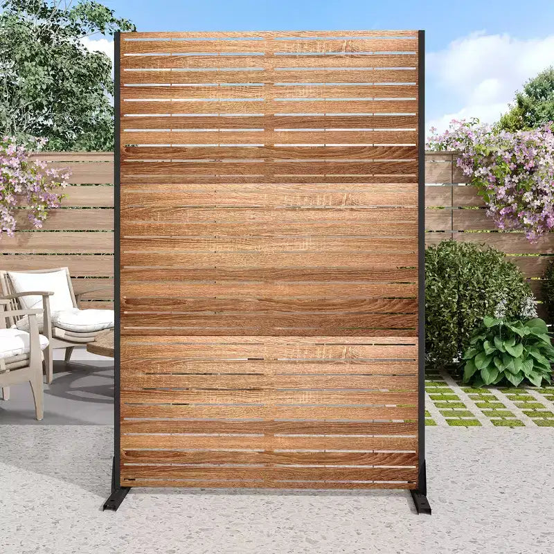 MAYEERTY 72 Zoll Raumteiler mit verzinktem Rahmen, Sichtschutz aus Holz, Gartenzaun, Terrasse, Beige