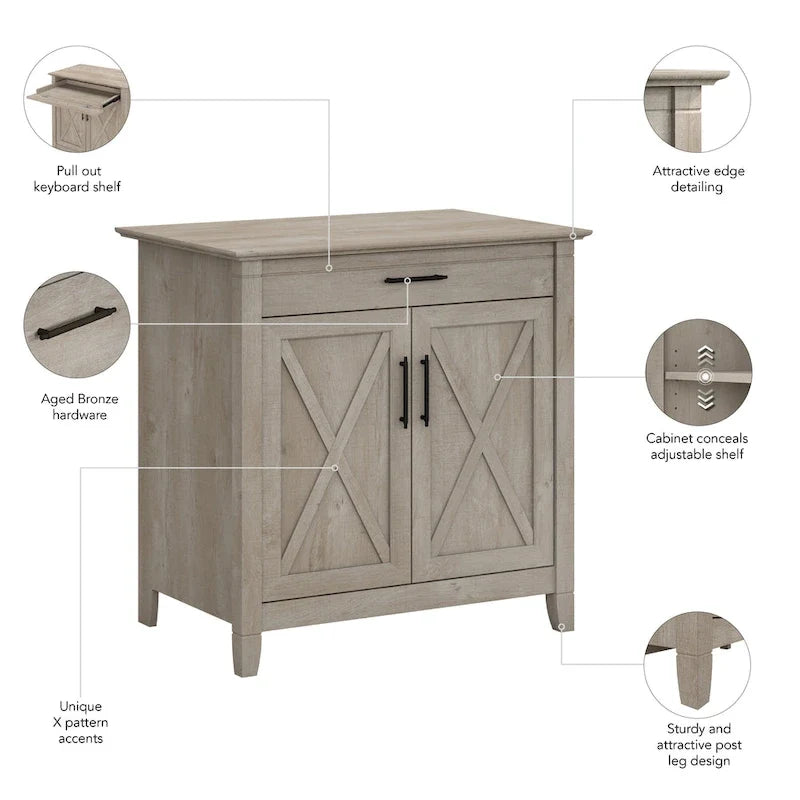 Key West secretaire met opbergkast van Bush Furniture