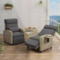 Outdoor-Relaxsessel, verstellbare Terrassenstühle mit verstellbarer Rückenlehne und Fußstütze, Lounge-Relaxsessel aus Rattan bis 150 mit hochklappbarem Tisch