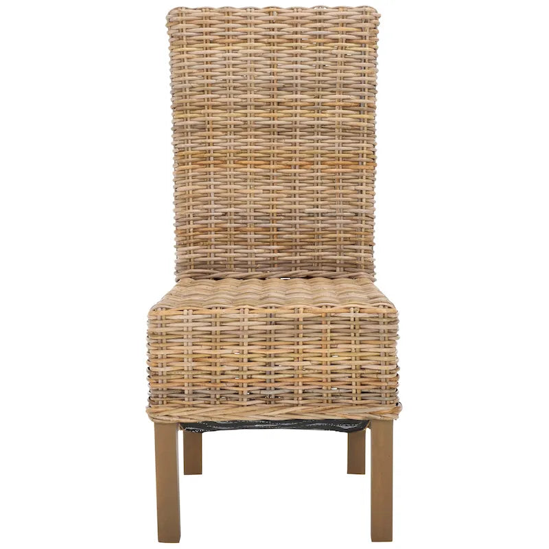 Set aus 2 Esszimmerstühlen aus naturbelassenem Rattan, 19W x 22D x 41H, Boho-Küstenstil