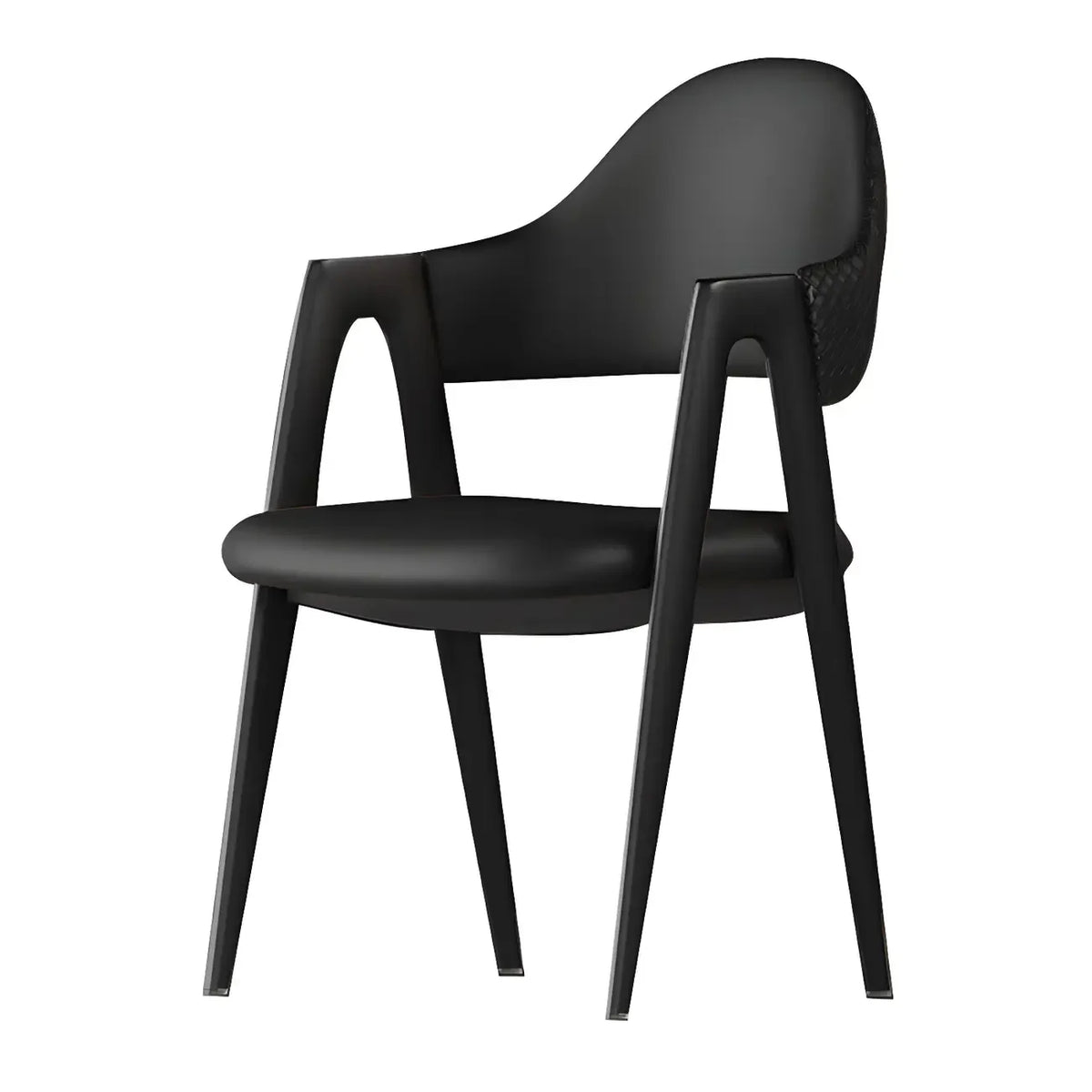 Modern Leather Curved Open Back Arm Dining Chair