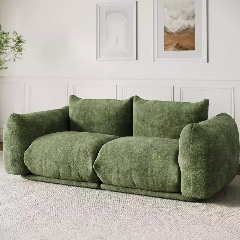 Modulaire loveseat van chenillestof, 2-persoons wolkbank met zeer veerkrachtig schuim, compacte bank zonder frame