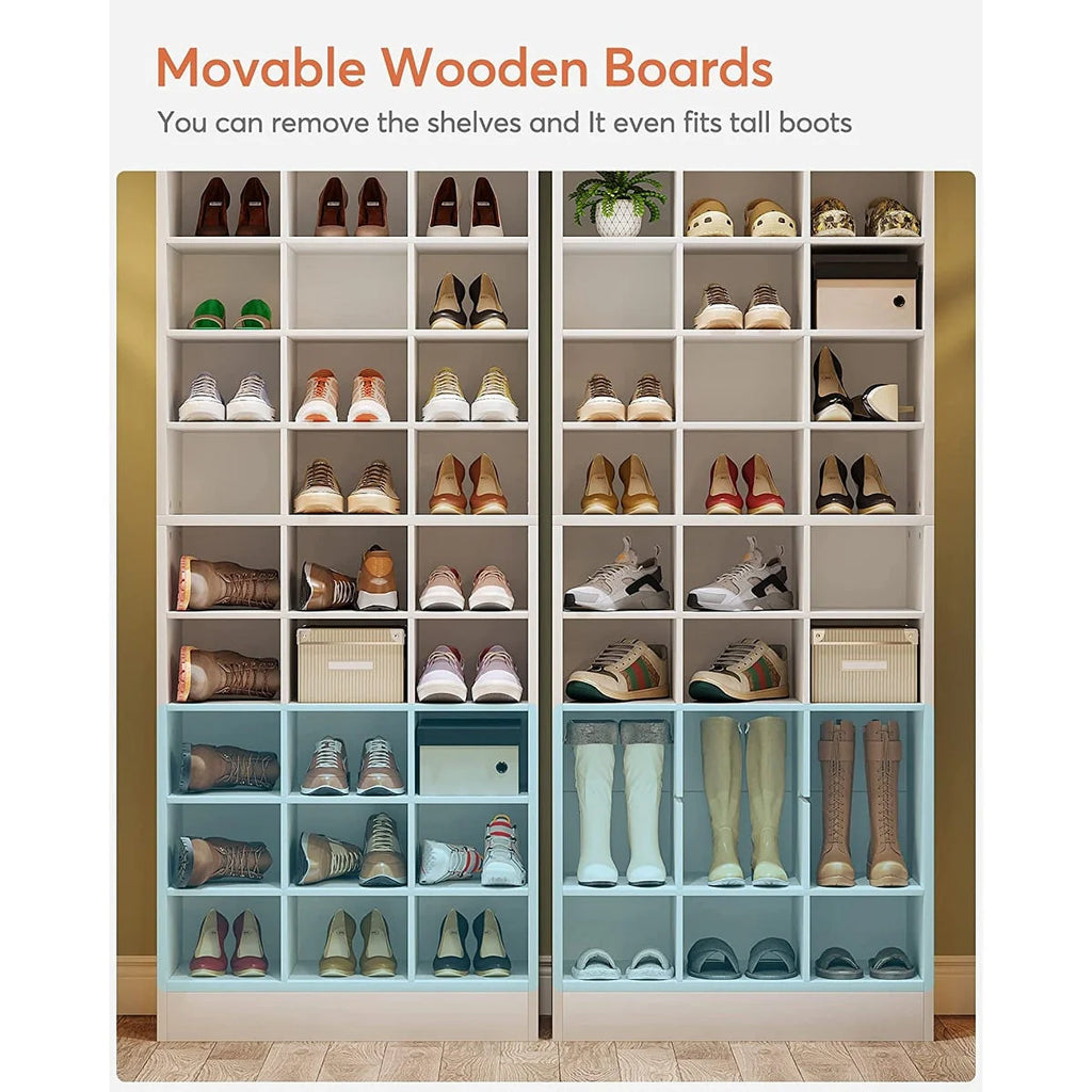 30 Pairs Tall Shoe Cabinet, 10 Tiers White Wooden Shoe Storage Rack for Closet, Entryway - 10-tier