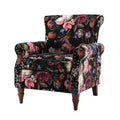 Fauteuil traditionnel Araceli en bois, revêtu de tissu à motif floral, avec dossier à oreilles et garniture de clous décoratifs| ART OF LIVING DESIGNS