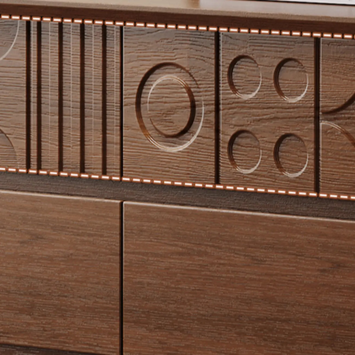 Art Deco Inspired Wood Dresser with Geometric Carvings