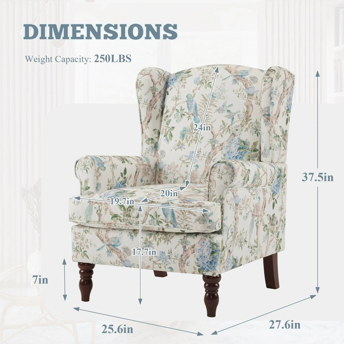Fauteuil d’appoint moderne Erommy à dossier haut, fauteuil une place en tissu rembourré avec boutons et pieds en bois, pour salon
