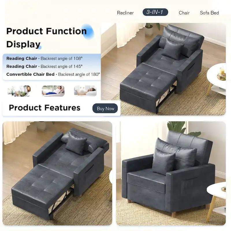 Verstellbarer Schlafsessel, 3-in-1-Funktion, verschiedene Farben, für 1 Person